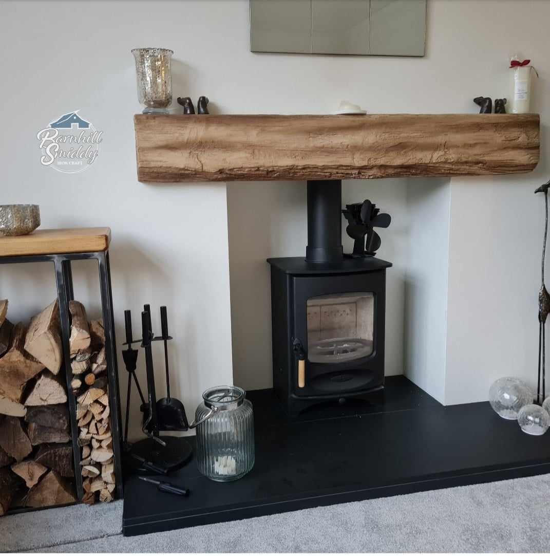 Wallace Log Holder Table with Kindling Side Panel