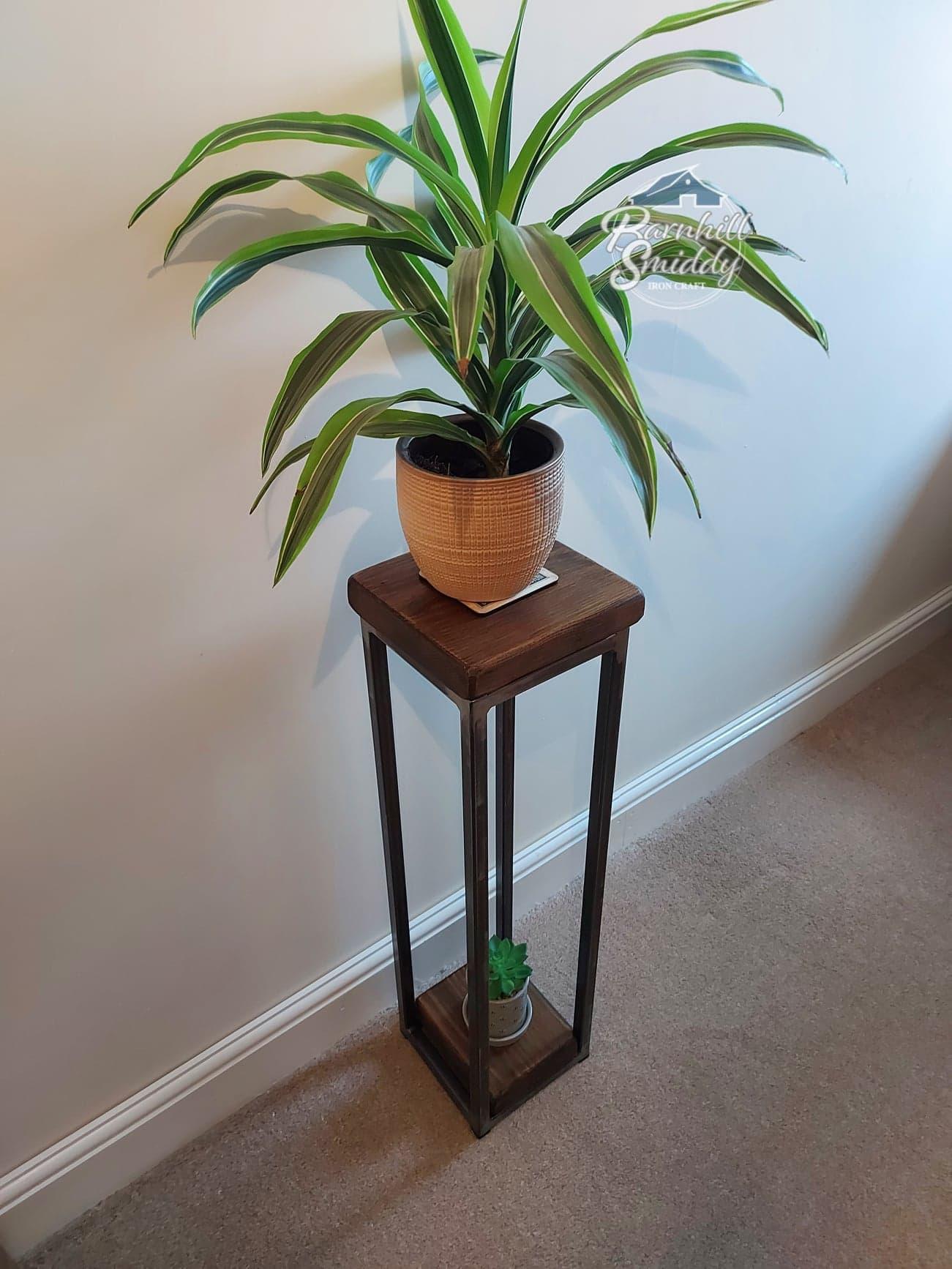 small plant pot table Fergus Rustic Plant Stand/Small/Side table with bottom shelf – BarnhillSmiddy
