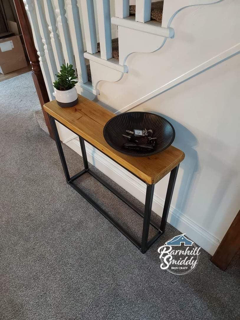 Rustic metal store console table